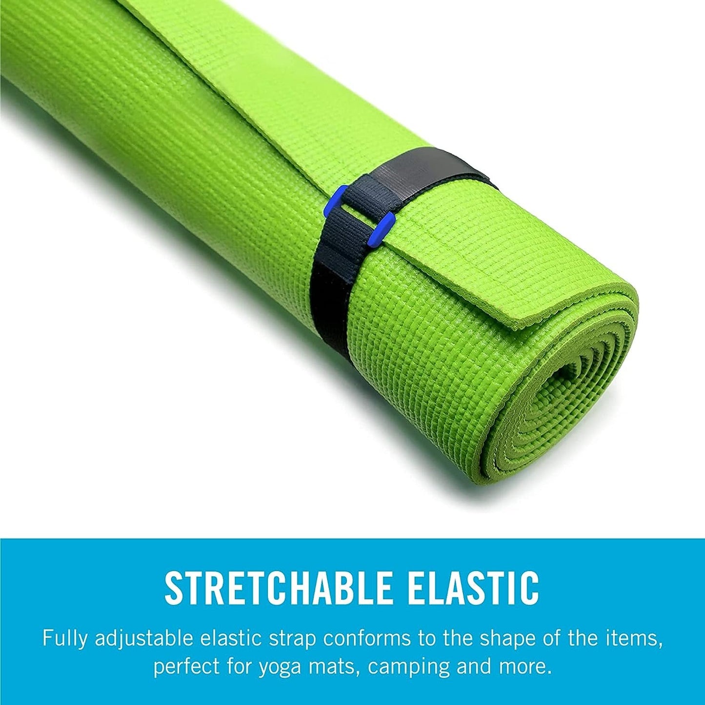 VELCRO Brand Elastic Cinch Straps with Buckle | 15in x 1in, 2 Count | Adjustable and Stretch for Snug Fit | for Fastening Power Cords Organizing Camping Equipment, More | Black (VEL-30094-USA)