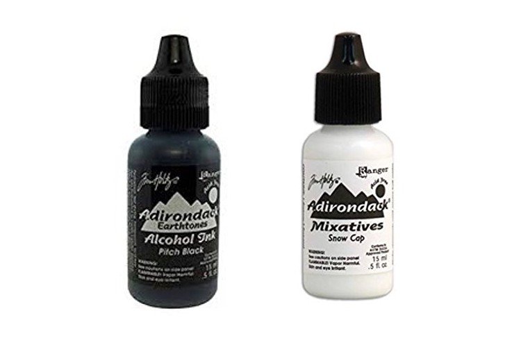 Ranger Tim Holtz Adirondack Alchol Ink & Mixative Pitch Black and Snow Cap White TIM34049