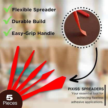 Barge Contact Cement Adhesive All Purpose (2oz) with Pixiss Paste Spreaders (5pcs) - Water Resistant & Toluene-Free Quick Dry Cement - Barge Cement for Shoes, Vinyl, etc. with 5pc Glue Spreader Set