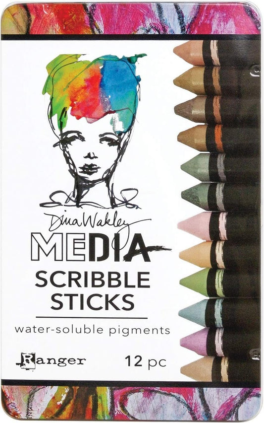 Ranger Dina Wakley Media Scribble Sticks 3 12/Pkg