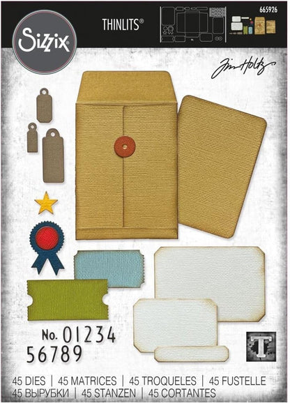 Sizzix Sizzx Thinlits Die Set 45PK Collector by Tim Holtz | 665926 | Chapter 3 2022, One Size, Multicolor