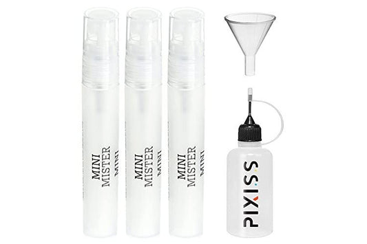 Ranger Inkssentials Mini Mister Spray Bottles, Tim Holtz Mister Craft Spray Applicators, Pixiss Applicator Bottle and Funnel