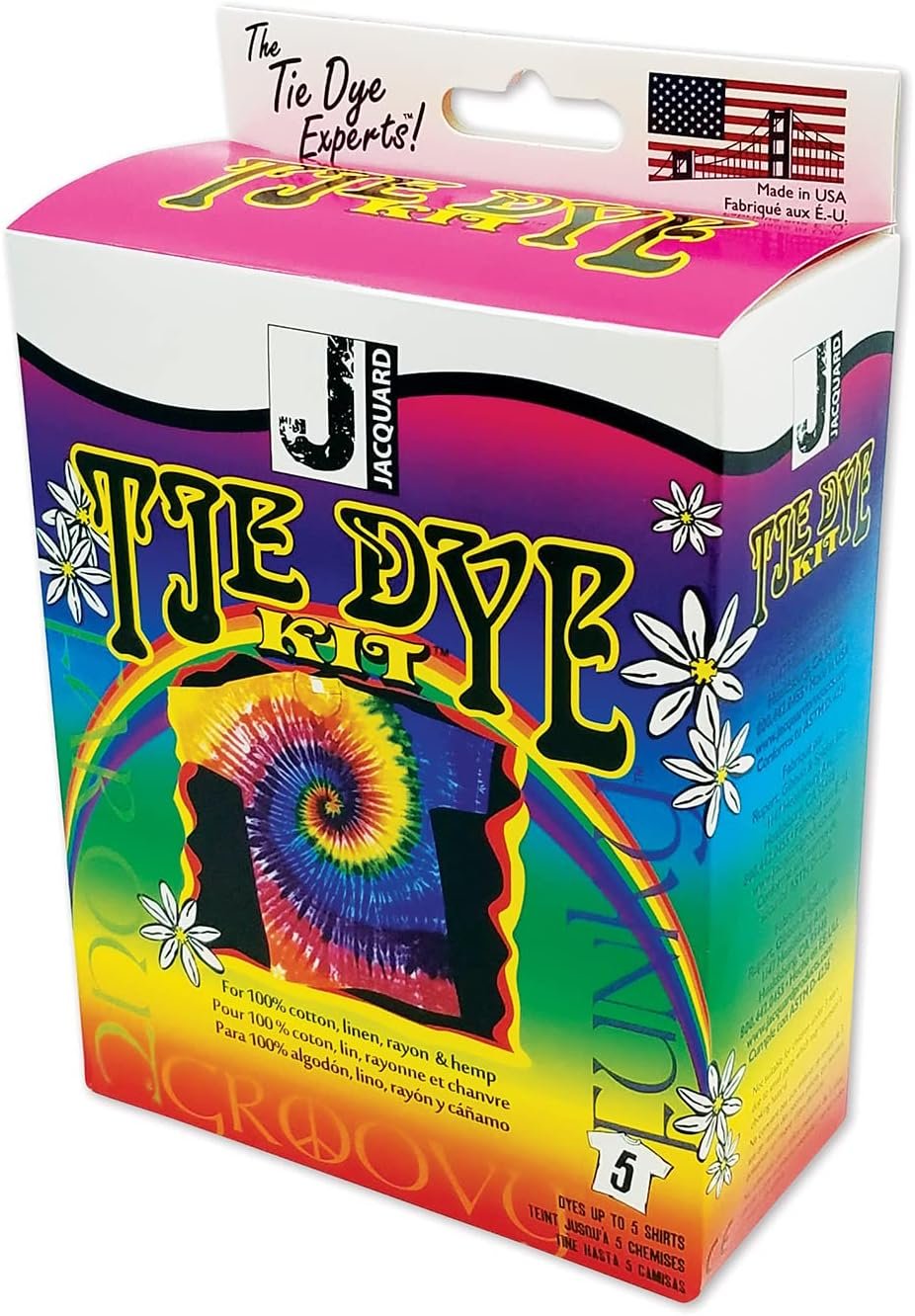 Jacquard Funky Groovy Tie Dye Kit - Includes Pre-Measured Procion MX Dye in Magenta Turquoise and Yellow - with Soda Ash Dye Fixer