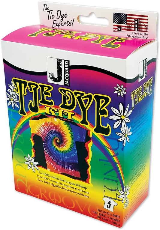 Jacquard Funky Groovy Tie Dye Kit - Includes Pre-Measured Procion MX Dye in Magenta Turquoise and Yellow - with Soda Ash Dye Fixer