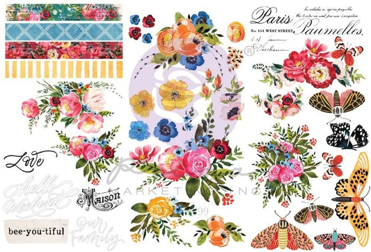 Painted Floral Rub-Ons - Prima