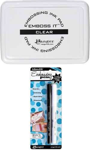 Ranger Emboss It Foam Pad, Clear AND Inkssentials Embossing Pens, 2-Pack, Black And Clear