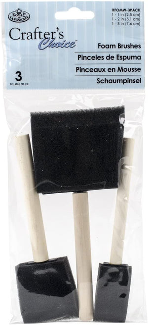 Royal Brush RFOMW-3P Foam Brush, 3-Pack Darkassorted, 1", 2" & 3"