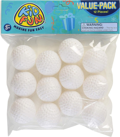 Quality Plastic Golf Balls, 12 Pack