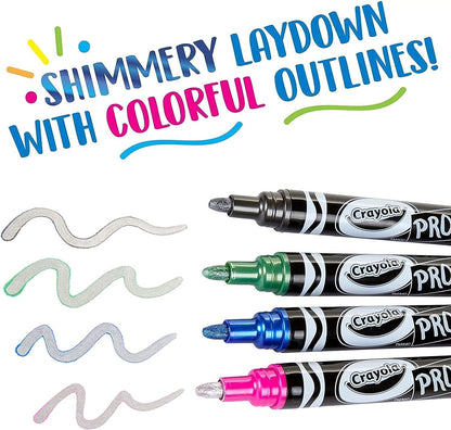 Crayola Metallic Outline Markers, Assorted Colors, Art Supplies, 4 Count