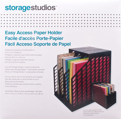 Advantus Storage Studios Easy Access Paper Holder with 3-Slots, 9.5 x 13.5 x 14.5 Inches, Black (CH92579)
