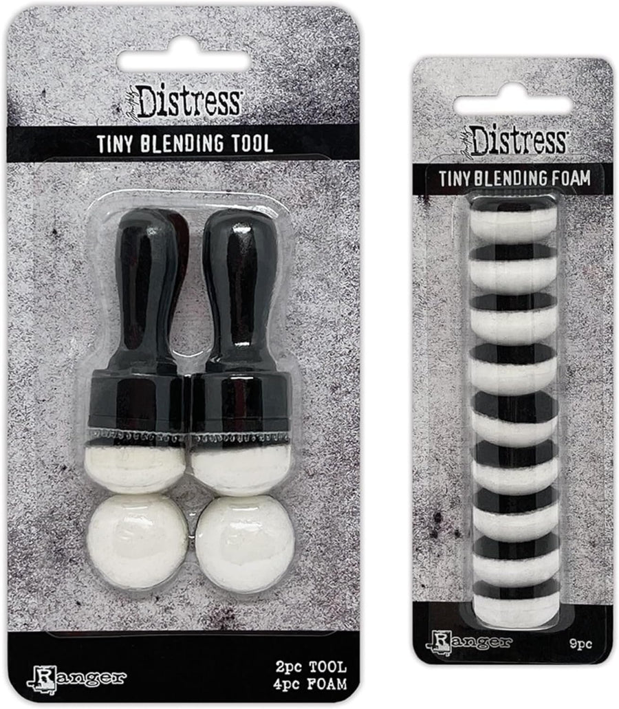 Tim Holtz Distress Tiny Blending Tools - Package of 2 Tools + 4 Foams, Plus Package of 9 Extra Blending Foams