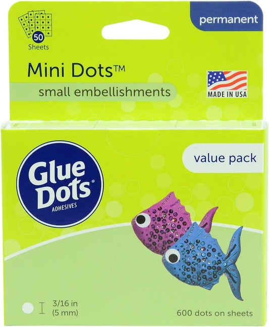Glue Dots, Ultra-Thin Dots, Double-Sided, 3/8", 300 Dots, DIY Craft Glue Tape, Scrapbooking Dots, Sticky Adhesive Glue Points, Liquid Hot Glue Alternative, Clear