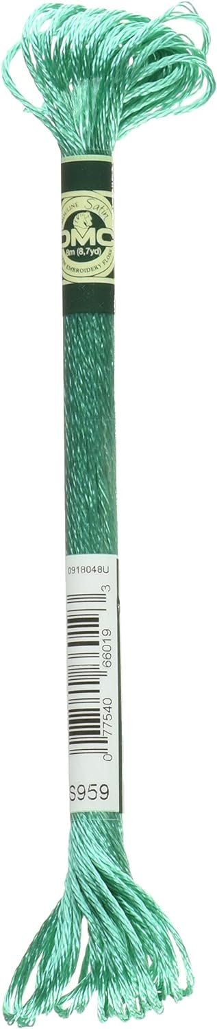 DMC 1008F-S959 Shiny Radiant Satin Floss, Sea Green, 8.7-Yard