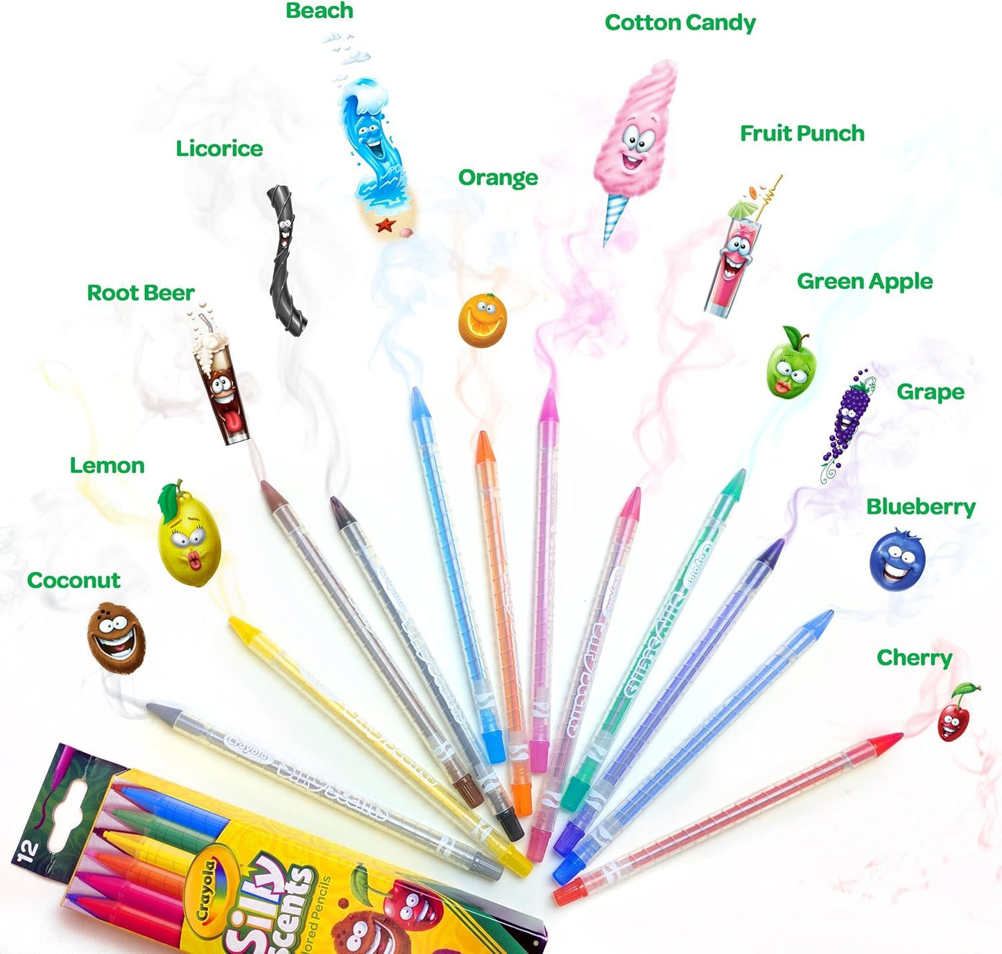 Crayola Silly Scents Twistables Colored Pencils, 12 Count, Ages 3 & Up (68-7402)