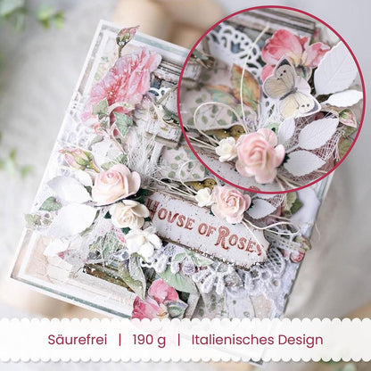 STAMPERIA INTERNATIONAL, KFT PAPER PAD 8X8 10PK HOUSE ROSE, 20.3 x 20.3 (8" x 8"), Multicoloured