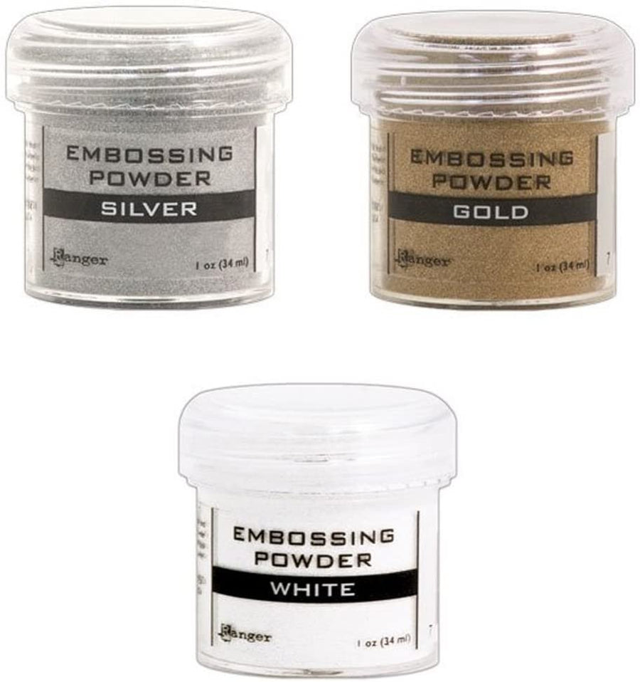 Ranger Embossing Powder Lot: Gold, Silver and White