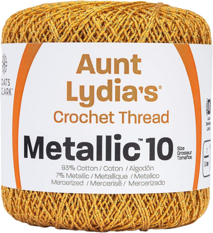 Coats Crochet Aunt Lydia's Crochet, Cotton Metallic Size 10, White/Pearl