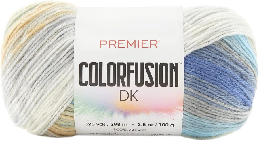 Premier Yarns Colorfusion DK Weight Yarn, Acrylic Yarn with Colorful Self-Striping Hues, Machine-Washable, Tropical, 3.5 oz, 325 Yards