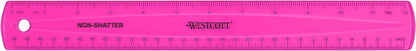 Westcott Shatterproof Ruler, Assorted Translucent Colors, 12"