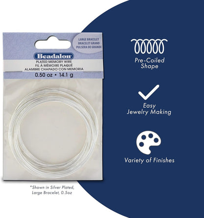 Beadalon Remembrance Stainless Steel Memory Wire, Round, Necklace, XLarge, Bright, 8 oz, Approx. 248 coils