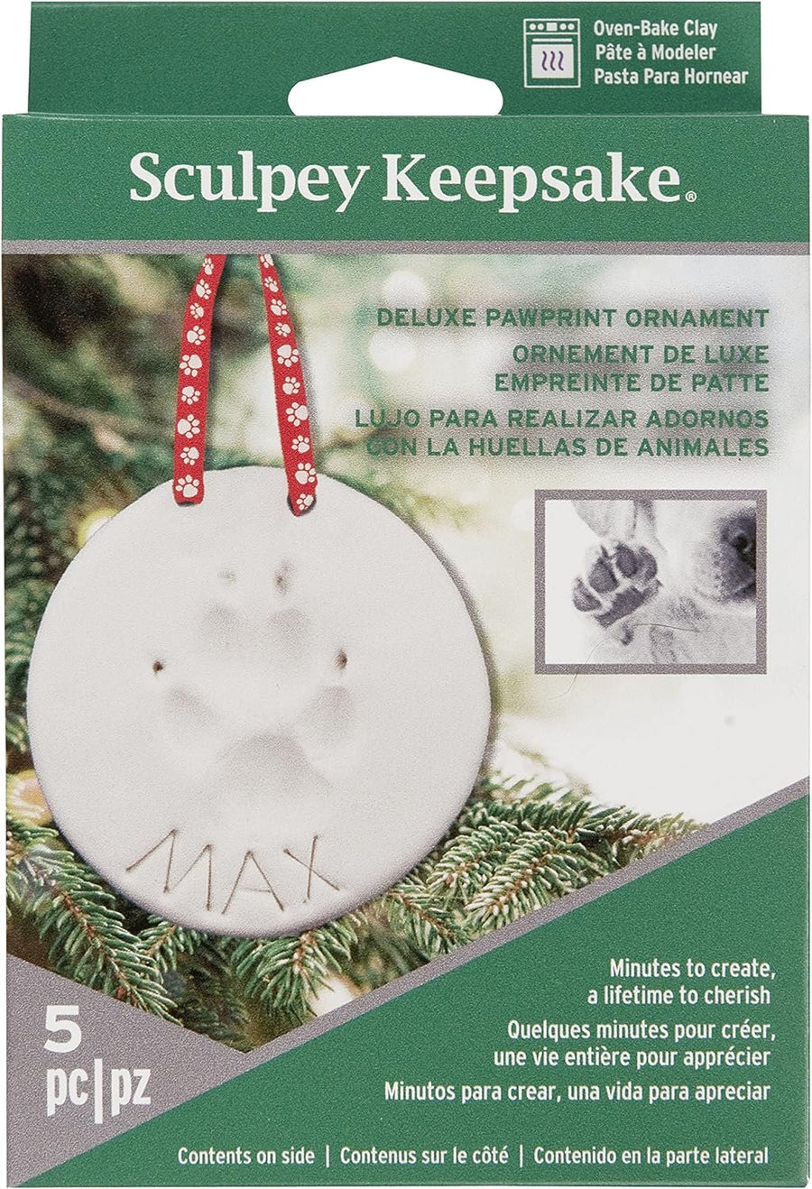 Sculpey Keepsake Oven Bake Clay Paw Print Memory, memorial, DIY kit. White, Non Toxic, Polymer clay, Oven Bake Clay. This kit comes with clay and tools to make a lasting memory!