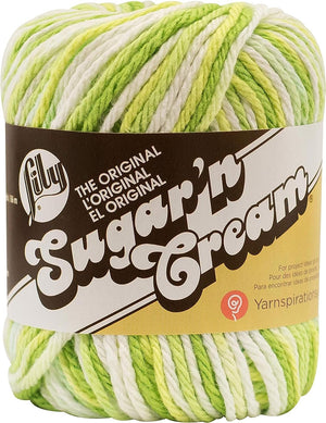 Lily Sugar 'N Cream The Original Ombre Yarn, 2oz, Gauge 4 Medium, 100% Cotton, Key Lime Pie - Machine Wash & Dry