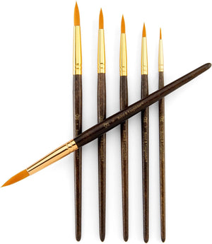 Royal & Langnickel Gold Royal Zip N' Close Taklon Round 6-Piece Brush Set, 10.5 x 2.9 x 0.5