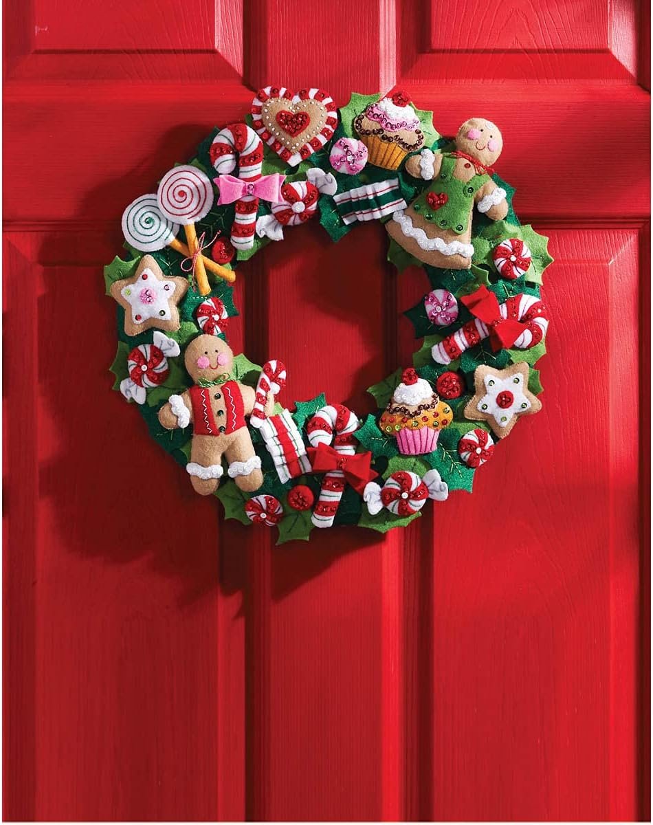 Bucilla Felt Applique Wreath Kit, 15-Inch Round, 86264 Cookies & Candy