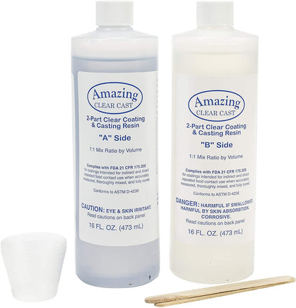 Amazing Casting Products 10591 Clear Resin, Includes parts A & B; 16 FL. OZ./473 mL each