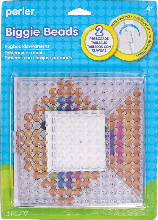 Perler Beads Biggie Beads Pegboards for Kids Crafts, 3 pcs
