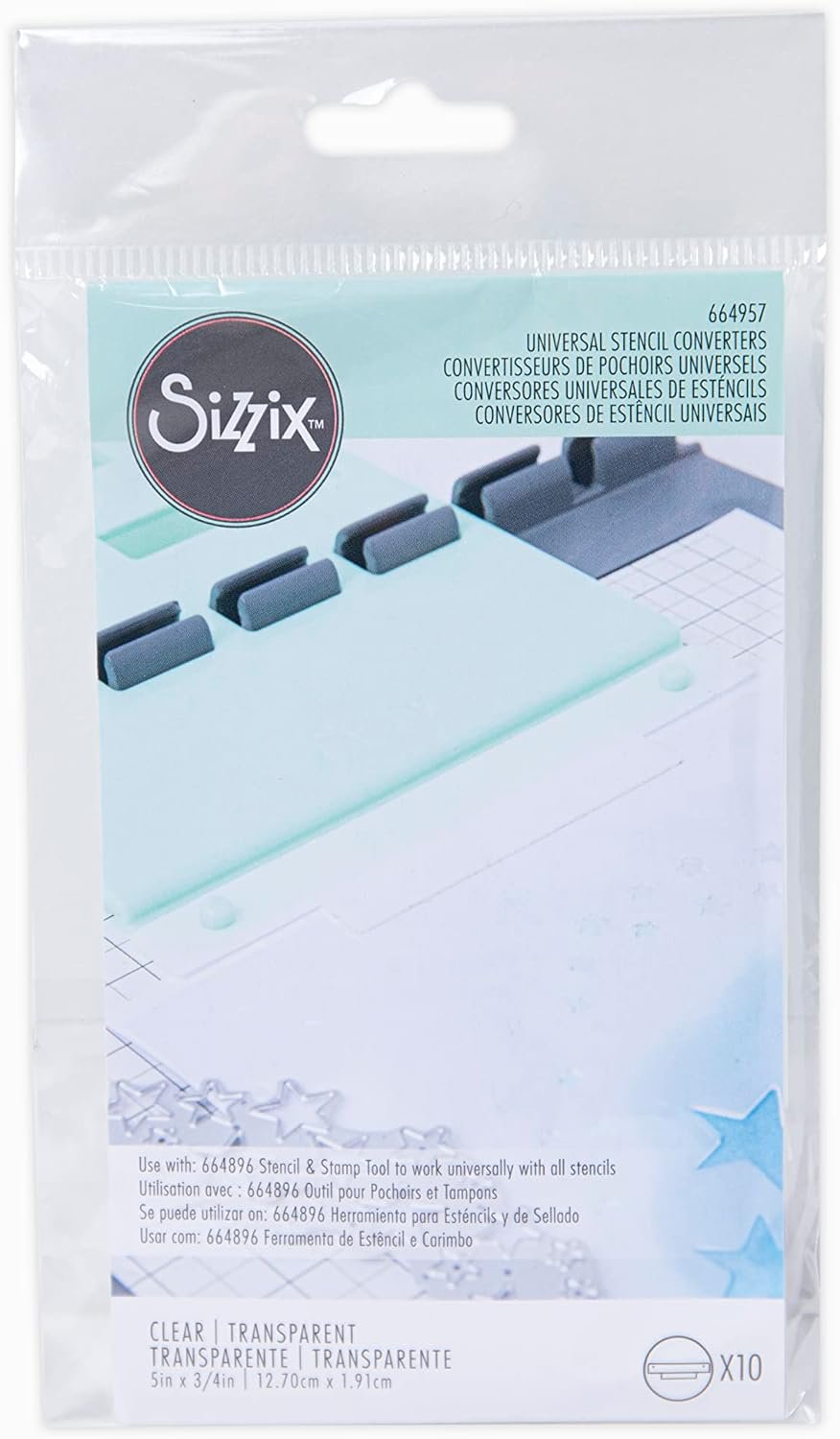 Sizzix Stencil & Stamp Craft Accessory | Universal Stencil Converters 10PK | 664957 Tools, 10 Count (Pack of 1), Mulitcolour