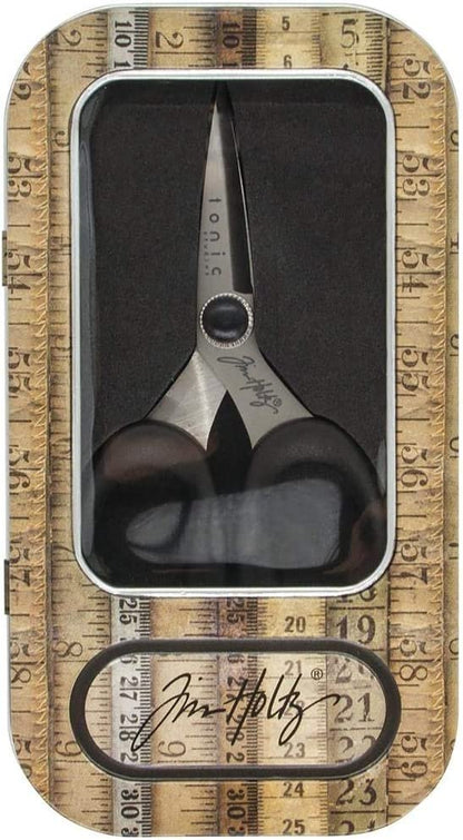 Tim Holtz Haberdashery Snip Scissors Set - Soft Grip Durable Snips 5" & Scissors 6" with Storage Tins - 2 Items
