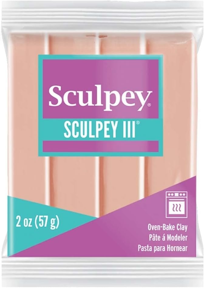 Sculpey III Polymer Oven-Bake Clay, Beige, Non Toxic, 2 oz. bar, Great for modeling, sculpting, holiday, DIY, mixed media and school projects.Great for kids & beginners!