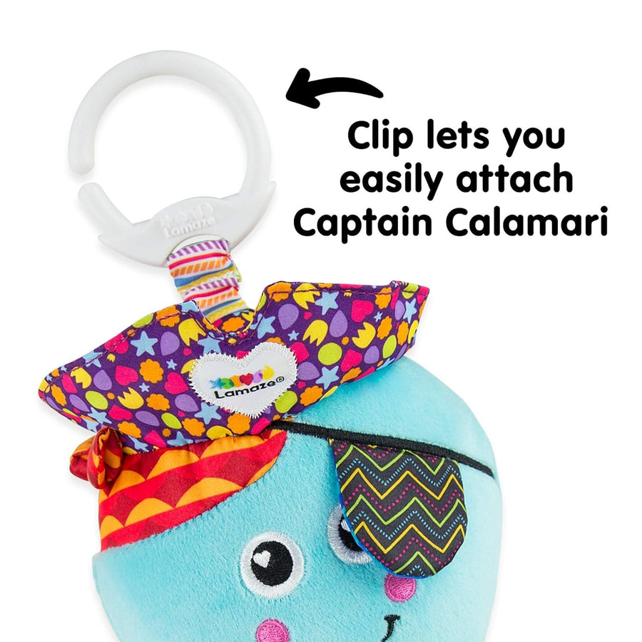 Lamaze Captain Calamari Clip On Car Seat and Stroller Toy - Soft Baby Hanging Toys - Baby Crinkle Toys with High Contrast Colors - Baby Travel Toys Ages 0 Months and Up