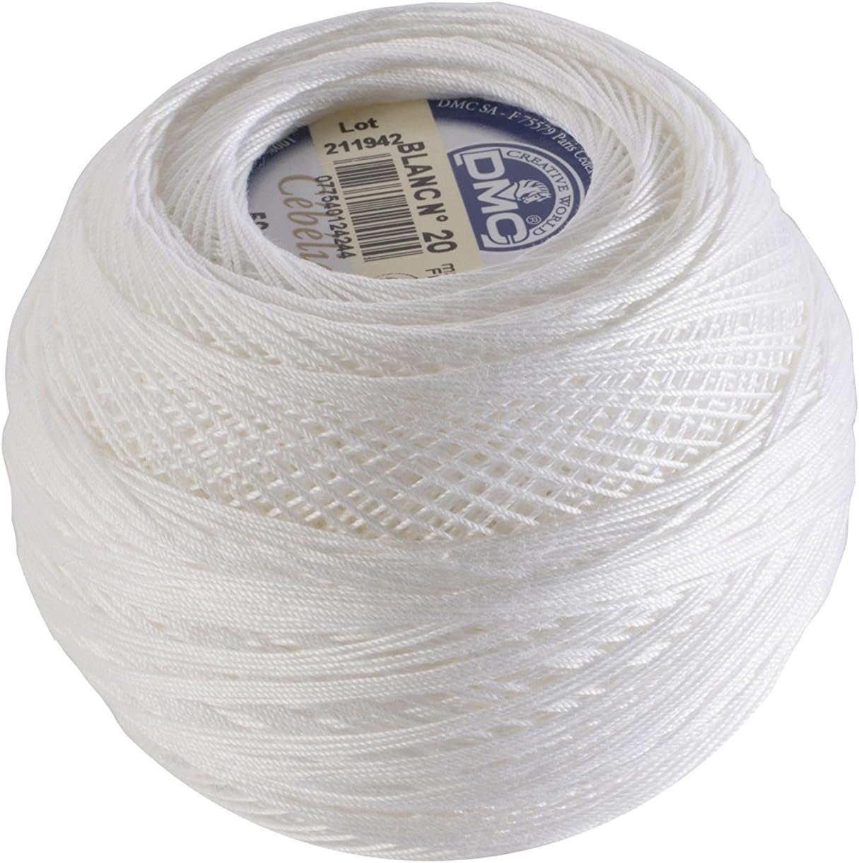 DMC 167G 20-Blanc Cebelia Crochet Cotton, White, 405-Yard, Size 20