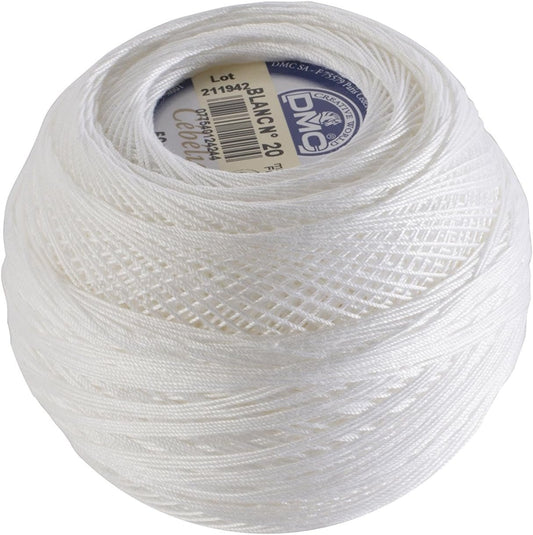 DMC 167G 20-Blanc Cebelia Crochet Cotton, White, 405-Yard, Size 20