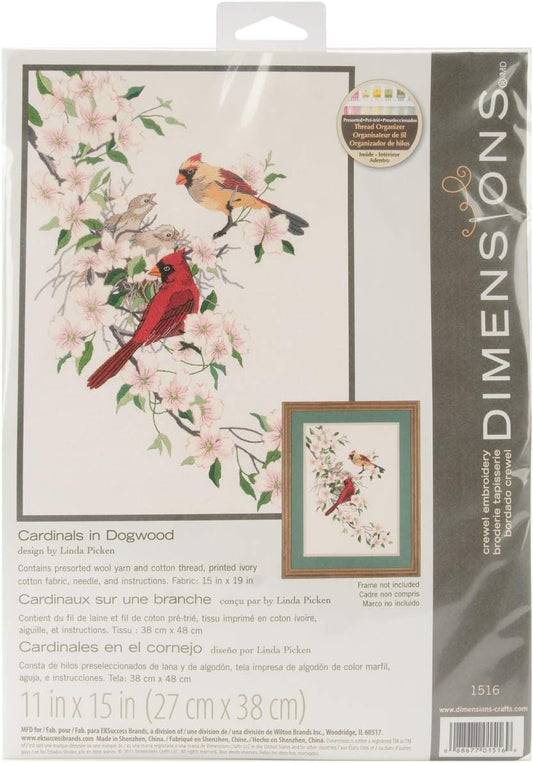 Dimensions Crewel Embroidery Kit - Cardinals In Dogwood
