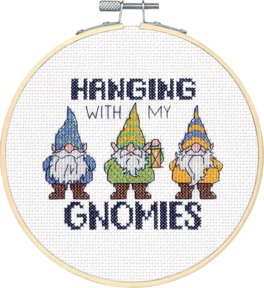 Dimensions 72-76290 Gnomies Embroidery Cross Stitch Kit, 6" D, 14 Count White Aida, Multicolor