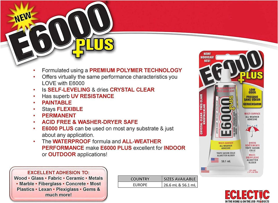 E6000 Clear 1.9 Fl Oz Plus Multipurpose Adhesive-1.9oz