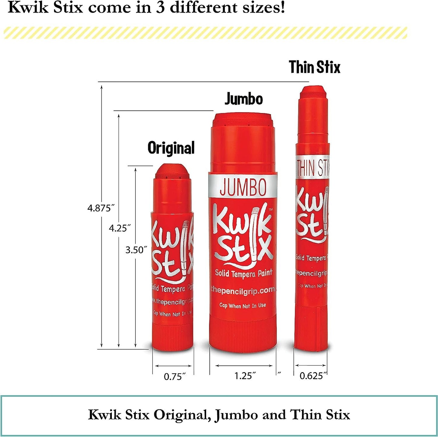 The Pencil Grip Kwik Stix Tempera Paints, Tempera Paint Pens, Super Quick Drying, 144 Assorted Classic Colors, Class Set- TPG-644