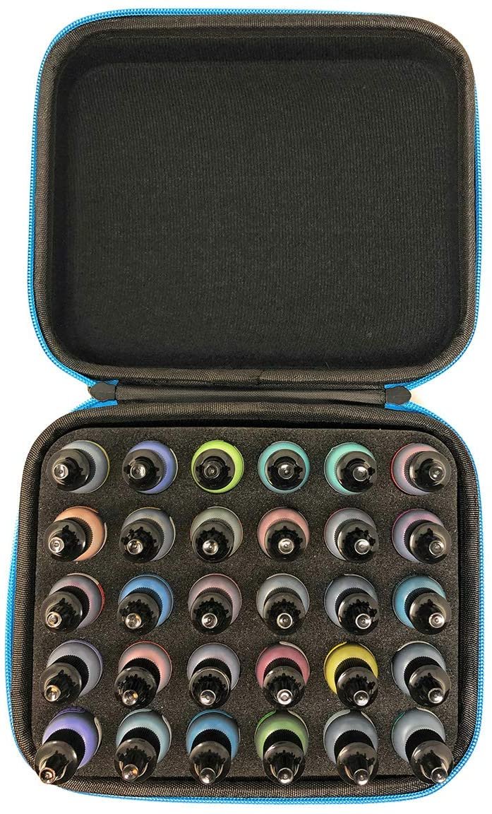 Pixiss Alcohol Ink Storage Carrying Case Organizer, Stores 30x 0.5-Ounce Bottles of Alcohol Ink, Stickles, Glossy Accents or Reinkers, Travel Case (Ink not Included)