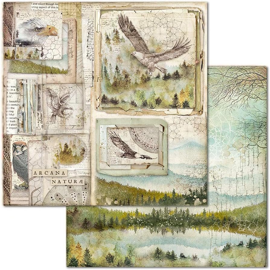 STAMPERIA INTERNATIONAL, KFT PAPER PAD 12X12 10PK FOREST, 30.5 x 30.5 (12" x 12"), Multicoloured