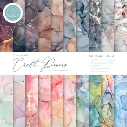 Craft Consortium Craft CON PAPRPAD 6", Ink Drops-Dusk, 20 Designs