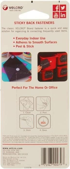 VELCRO Brand Mounting Squares | Pack of 32 | 7/8 Inch White | Adhesive Sticky Back Hook and Loop Fasteners for Home, Office or Crafting | Strong Secure Hold (90923)