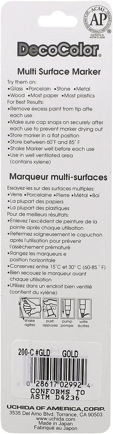 UCHIDA 200-C-GLD Marvy Deco Color Fine Point Paint Marker, Gold
