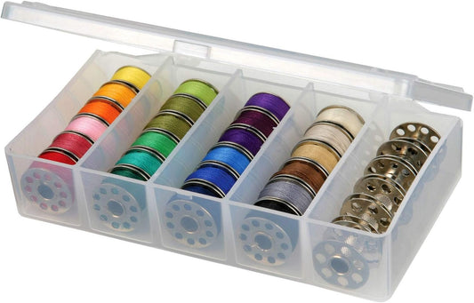 ArtBin 8155AB Sew-Lutions Bobbin Box, Sewing Bobbin Organizer, [1] Plastic Storage Case, Clear