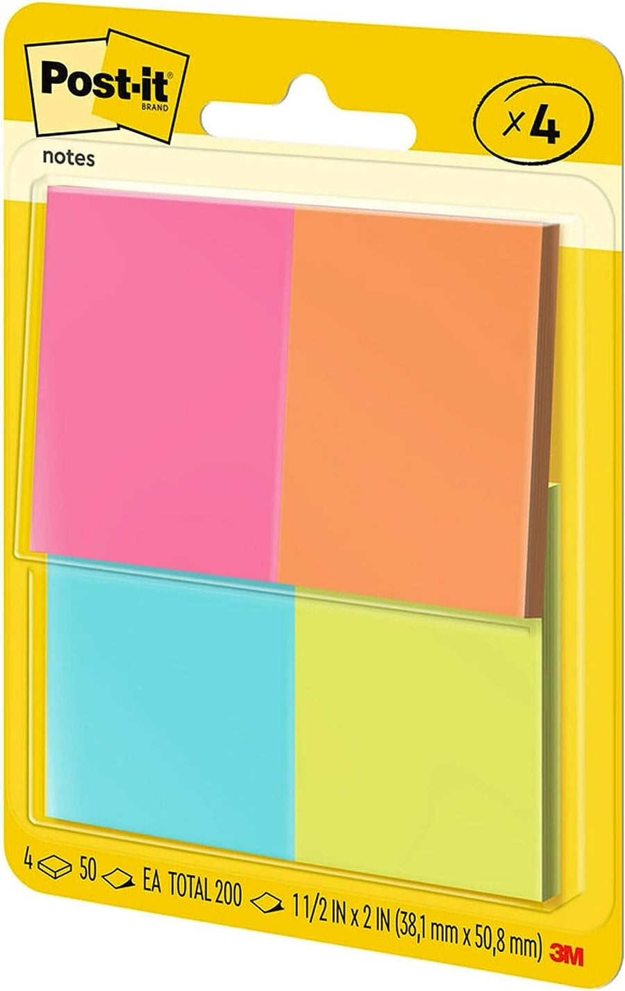 Post-it Mini Notes, 1.5x2 in, 4 Pads, America's #1 Favorite Sticky Notes, Poptimistic Collection, Bright Colors (Magenta, Pink, Blue, Green), Clean Removal, Recyclable (653-8AF)