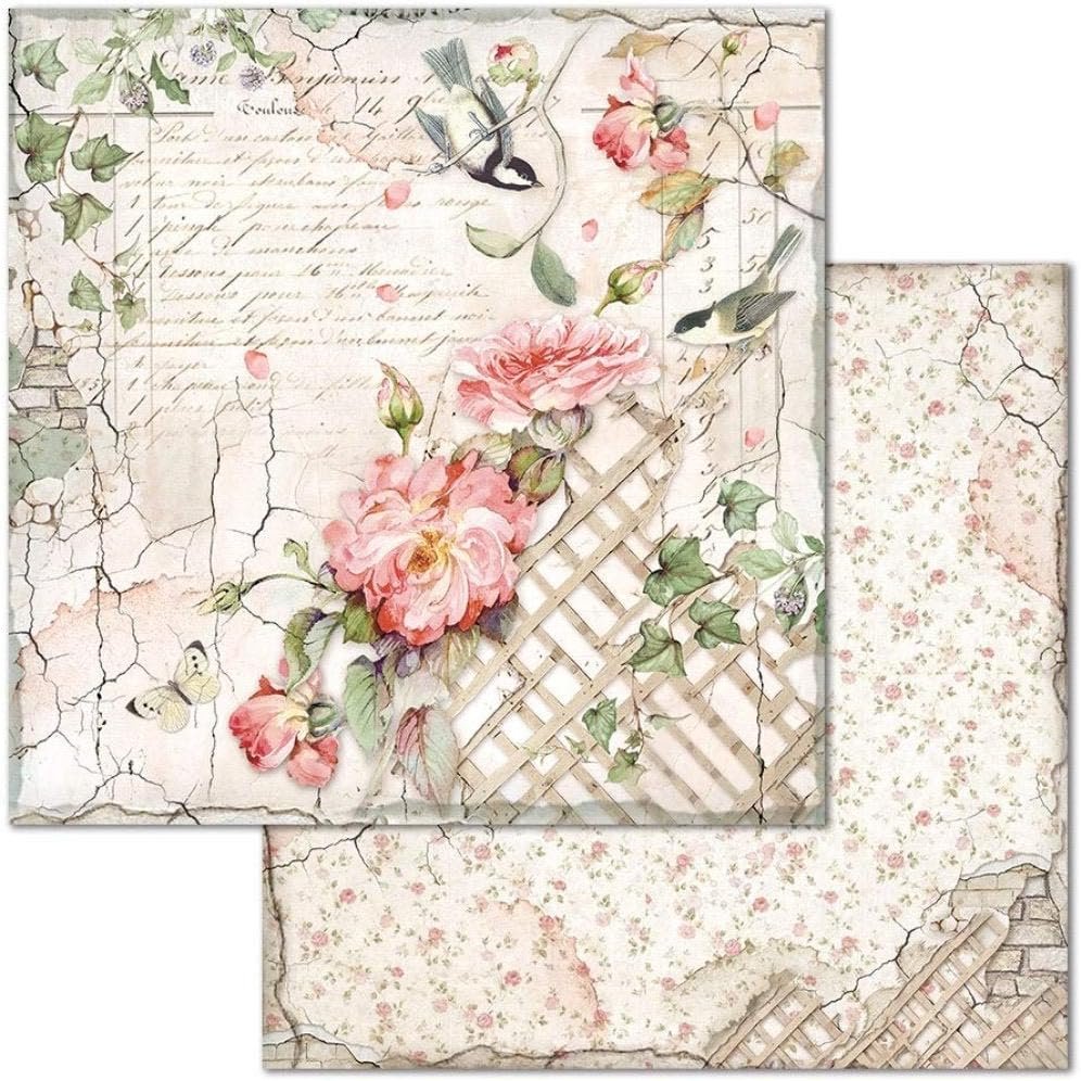 STAMPERIA INTERNATIONAL, KFT PAPER PAD 12X12 10PK HOUSE ROSE, 30.5 x 30.5 (12" x 12"), Multicoloured