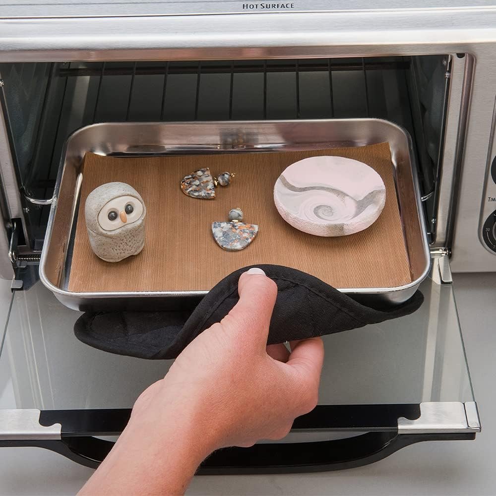 Polyform Sculpey Tools Oven-Safe Work Mat, Reusable silicone non-skid mat, polymer oven bake clay tool, 7.75” H x 13” W, great for all skill levels and craft projects