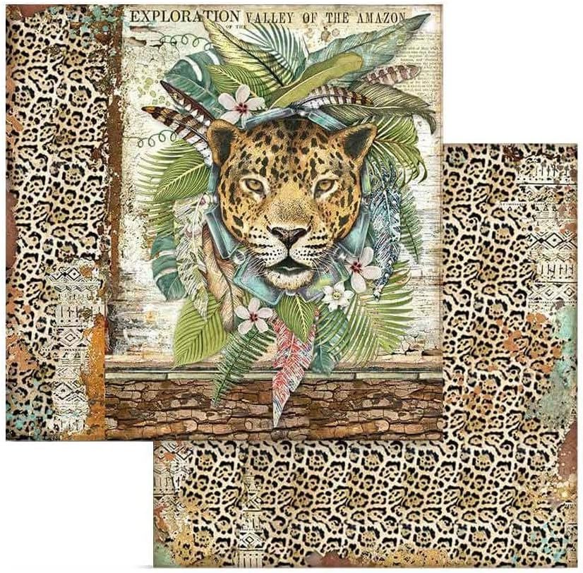 Stamperia Mini Scrapbooking Pad-Double Sided Sheets-Amazonia, Paper, Wooden, 8 x 8 inches v
